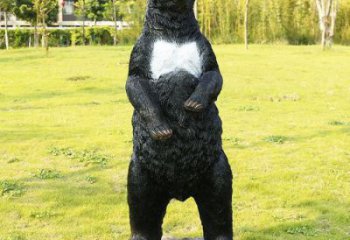 萬盛街道黑熊雕塑，仿真動物雕塑，古銅效果