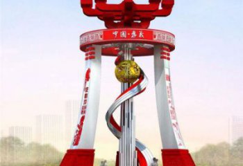 渝中城市精神堡壘雕塑，地標(biāo)文明建筑不銹鋼雕塑