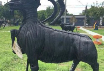 大渡口輪胎山羊雕塑供應，公園雕塑，鑄銅輪胎羊雕塑供求